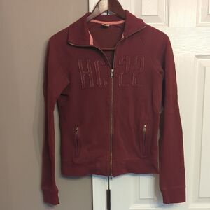 Y2K Women's Hollister Maroon Varsity Track Jacket Full-Zip